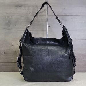 Large Tano Black Leather Slouchy Shoulder Bag